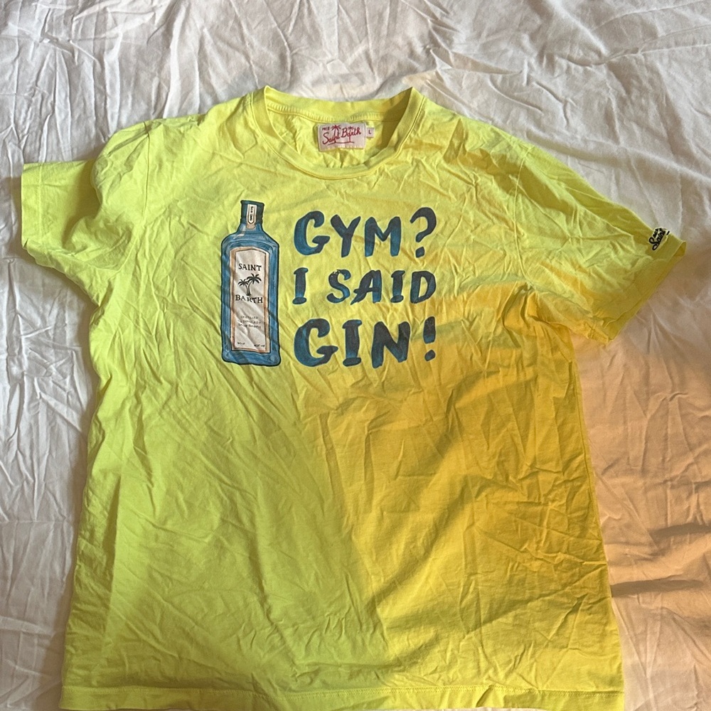 Womens’s Saint Barth Yellow “Gym? I said Gin!” Tshirt